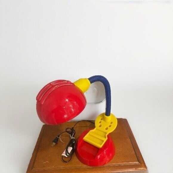 Memphis Milano Gooseneck Desk Lamp Primary Colors Vtg 80s Organizer Sottsass Era - Picture 9 of 10